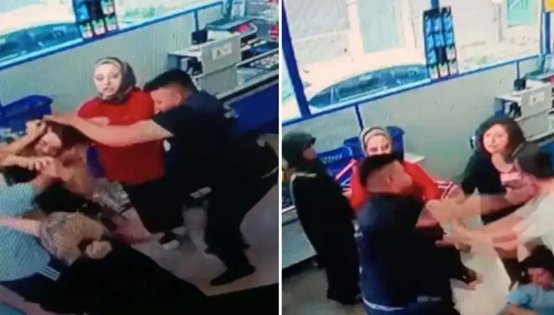 Markette Dehşet Anları: Kadını Saçlarından Tutup Yerde Yumrukladı!